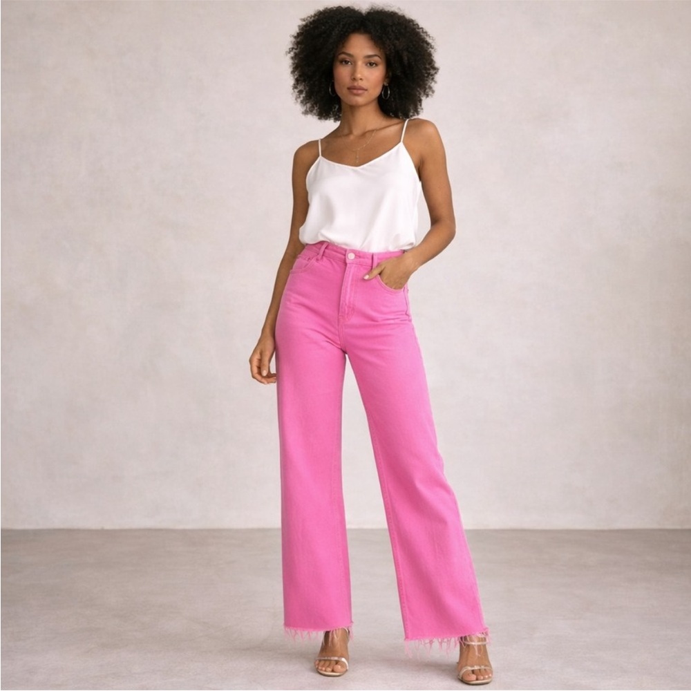 Pink Wide-Leg Jeans